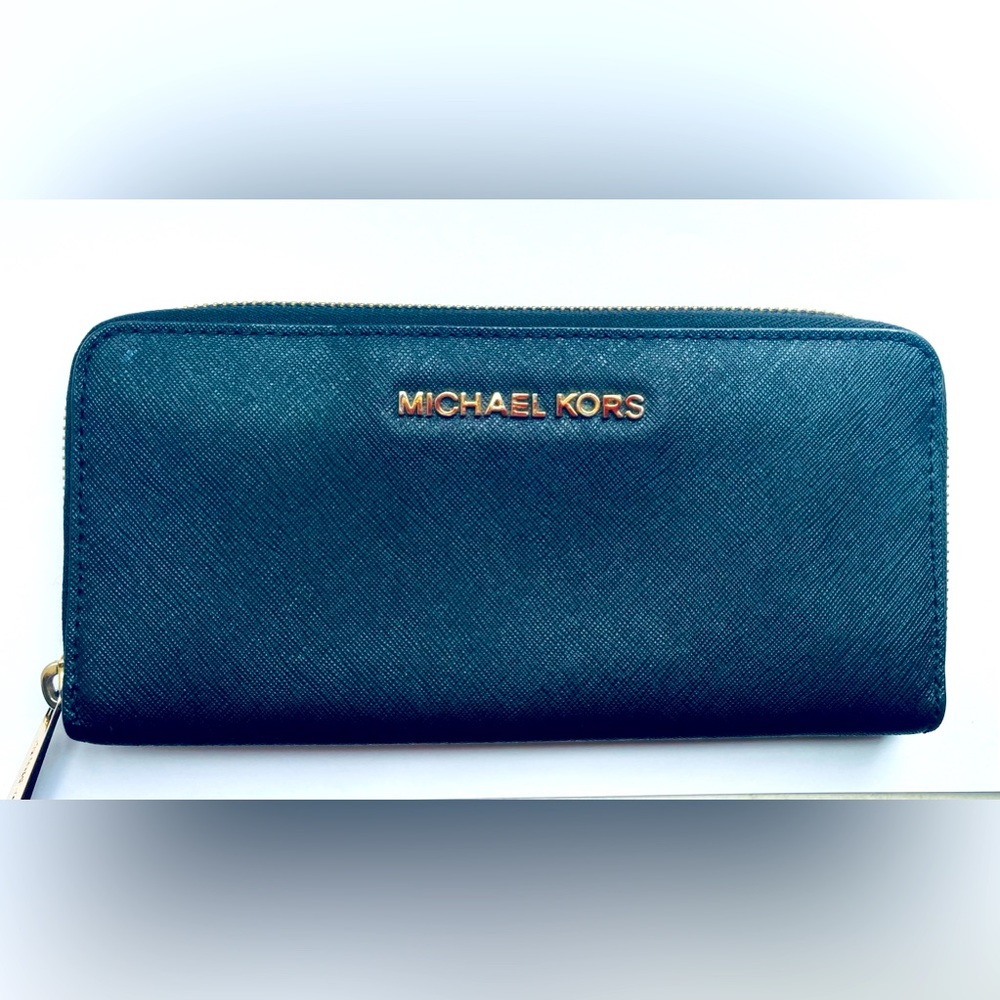 Michael Kors Black Soffiano leather long wallet